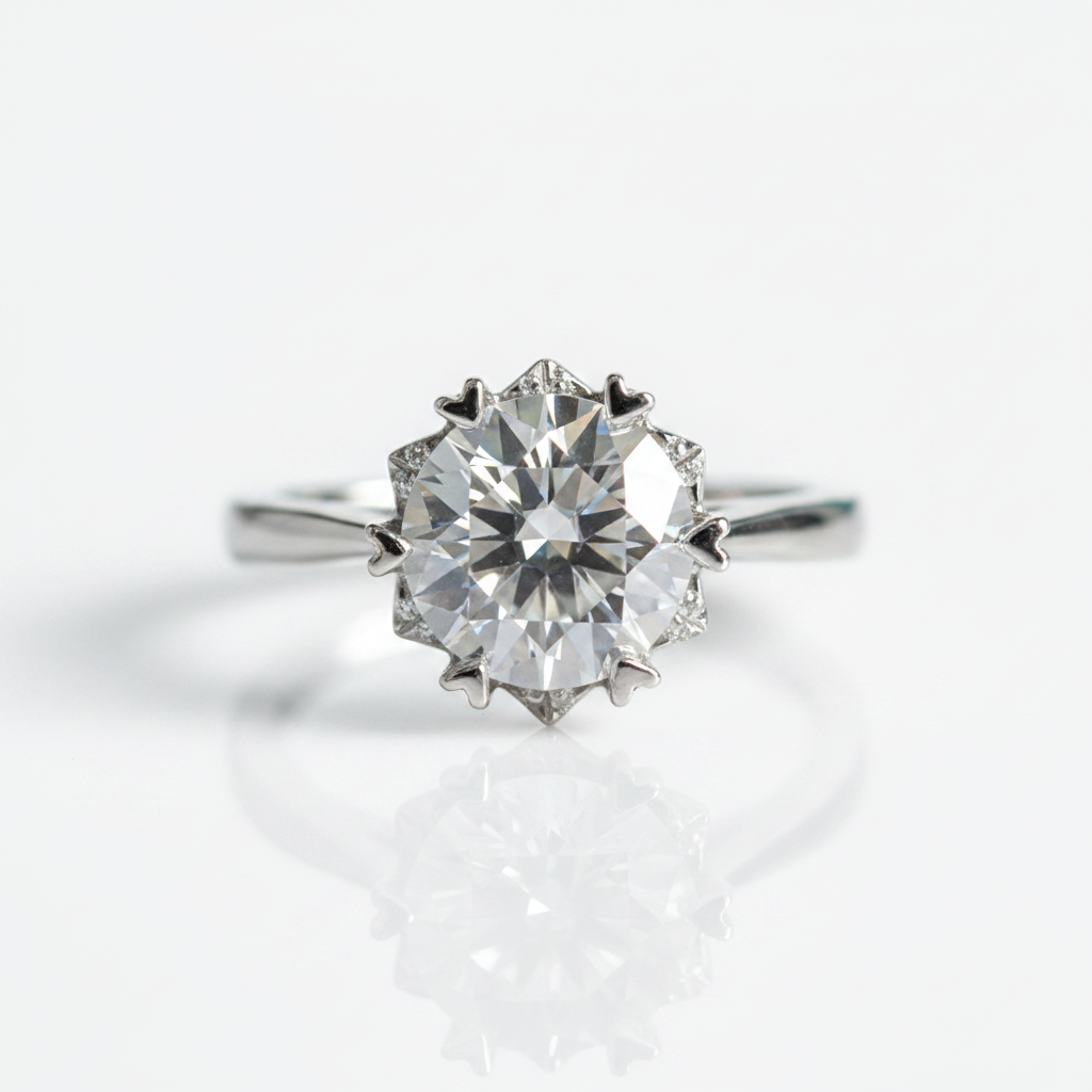 Round Cut 2.0 Ct Diamond Option with Snowflake Engagement Ring