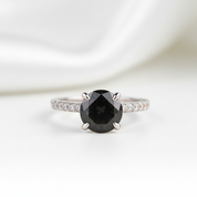 Round Cut 2.0ct Black Diamond Option White Gold Engagement Ring - Evani Naomi Jewelry
