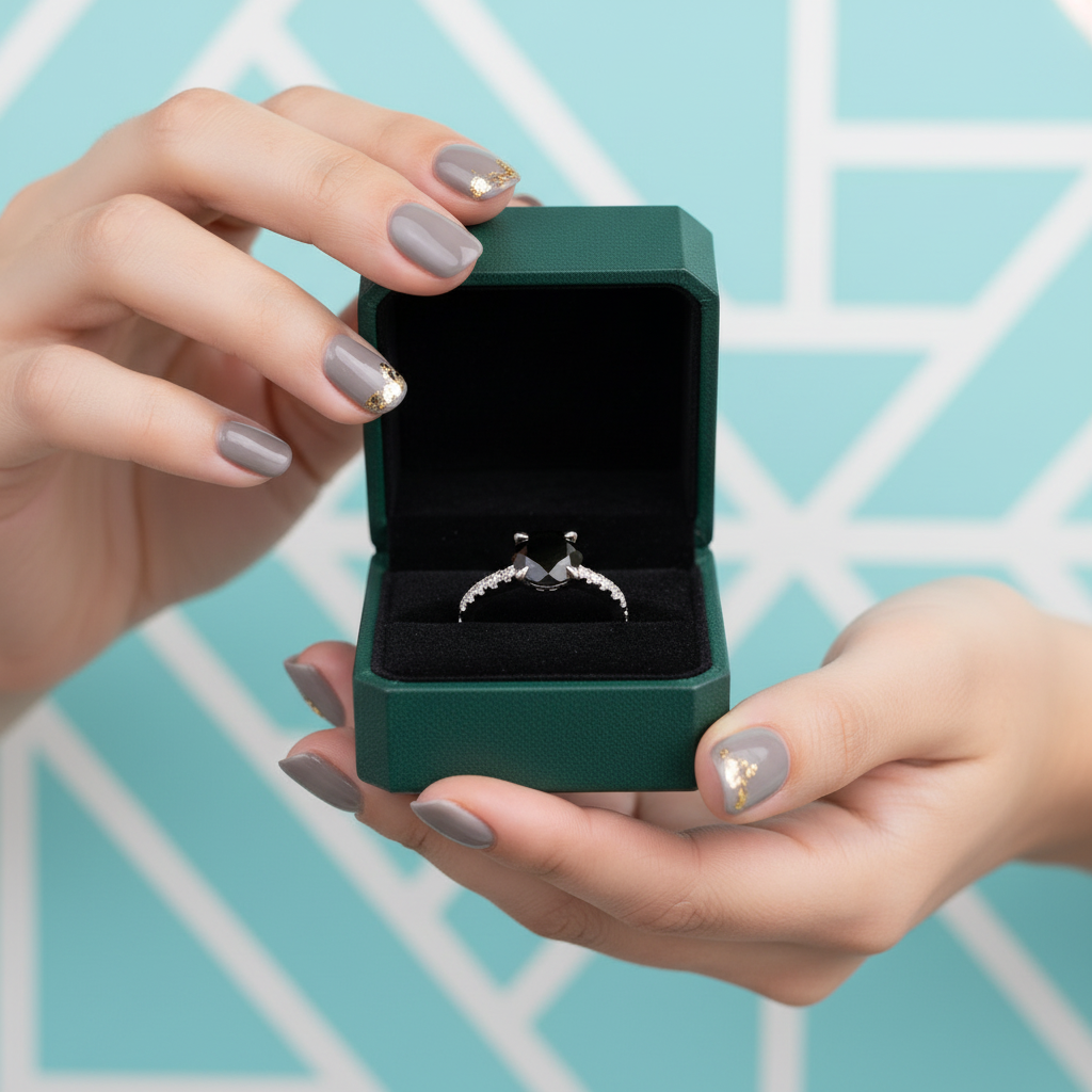 Round Cut 2.0ct Black Diamond Option White Gold Engagement Ring - Evani Naomi Jewelry