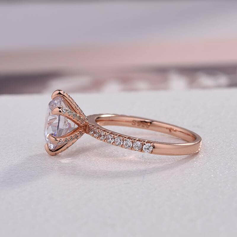 Round Cut 2.5 ct Diamond Rose Gold Engagement Ring-Evani Naomi Jewelry