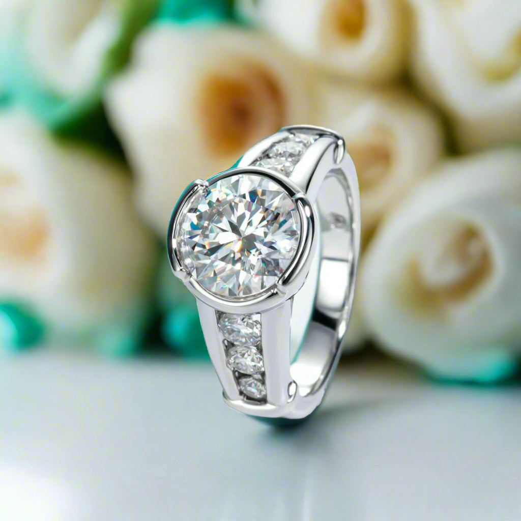 Round Cut 3.0 Ct Diamond Engagement Ring-Evani Jewelry