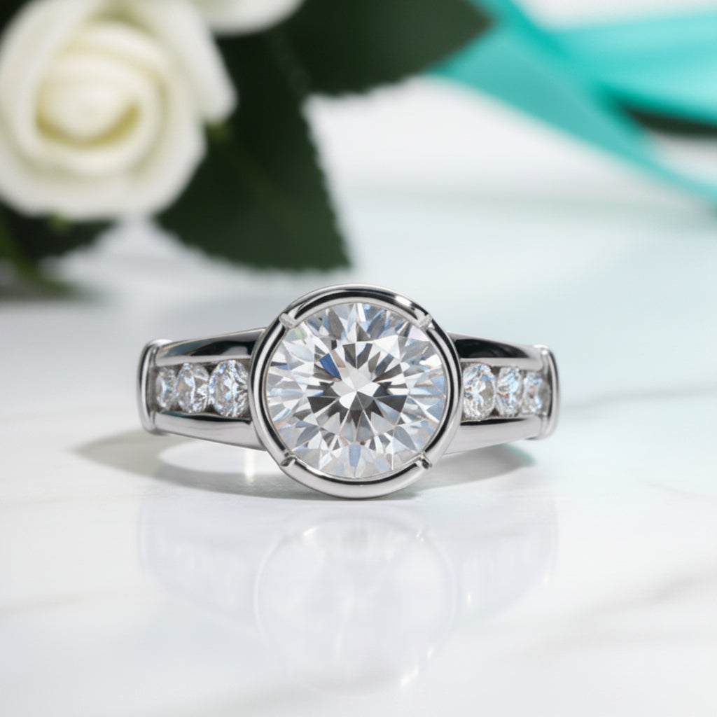 Round Cut 3.0 Ct Diamond Option Engagement Ring