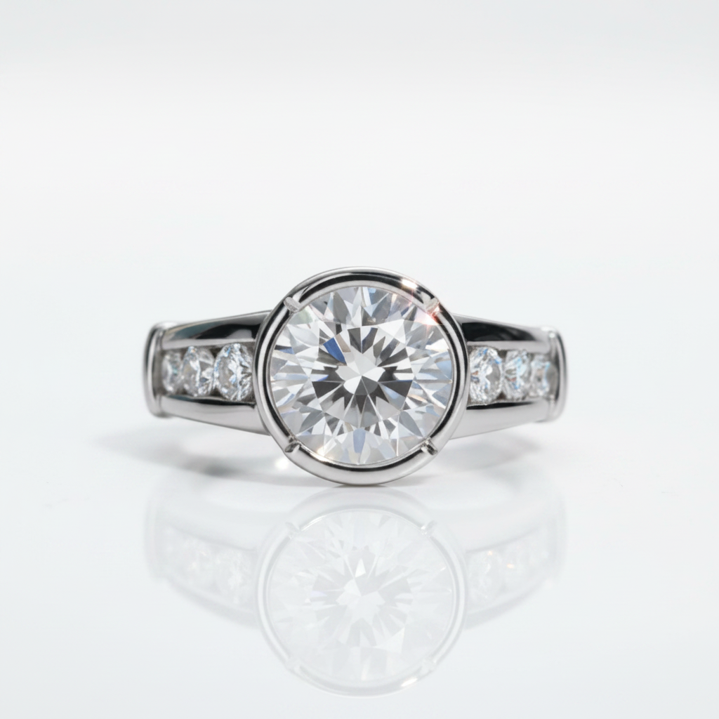 Round Cut 3.0 Ct Diamond Option Engagement Ring