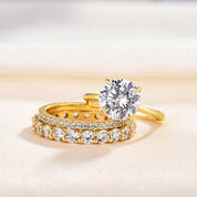 Round Cut 3.5ct Diamond 3pcs Yellow Gold Bridal Set-Evani Naomi Jewelry