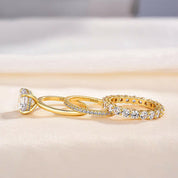 Round Cut 3.5ct Diamond 3pcs Yellow Gold Bridal Set-Evani Naomi Jewelry