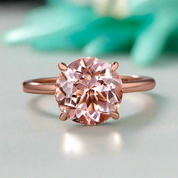 Round Cut 3.5ct Morganite Pink Diamond Engagement Ring-Evani Naomi Jewelry
