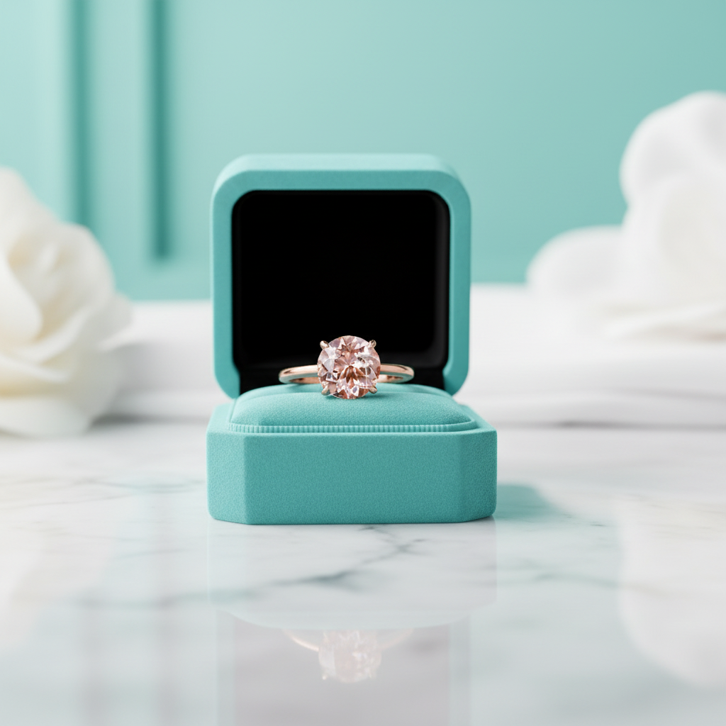 Round Cut 3.5ct Morganite Tourmaline Engagement Ring - Evani Naomi Jewelry
