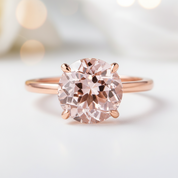 Round Cut 3.5ct Morganite Tourmaline Engagement Ring