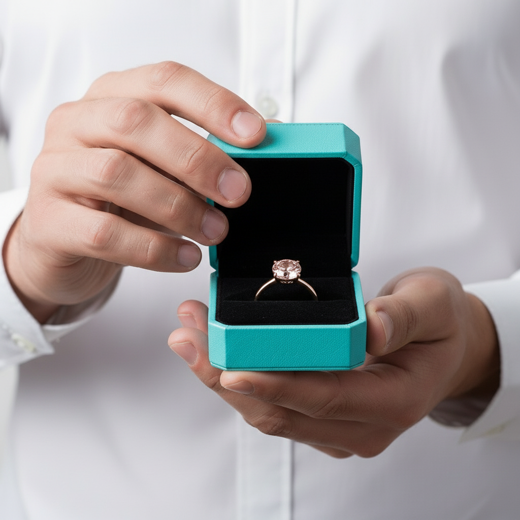 Round Cut 3.5ct Morganite Tourmaline Engagement Ring