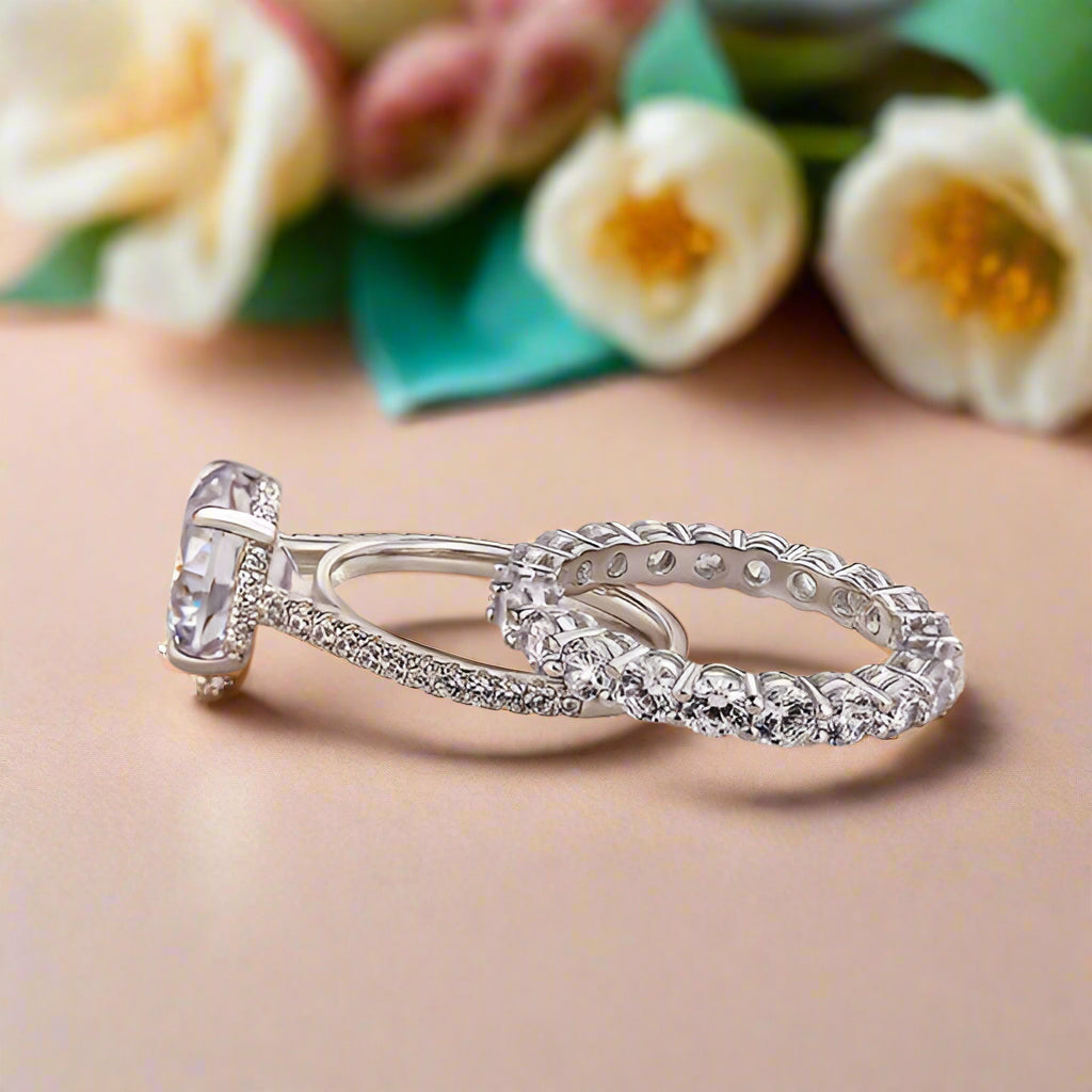 Round Cut 4.0ct Diamond Bridal Set-Evani Naomi Jewelry