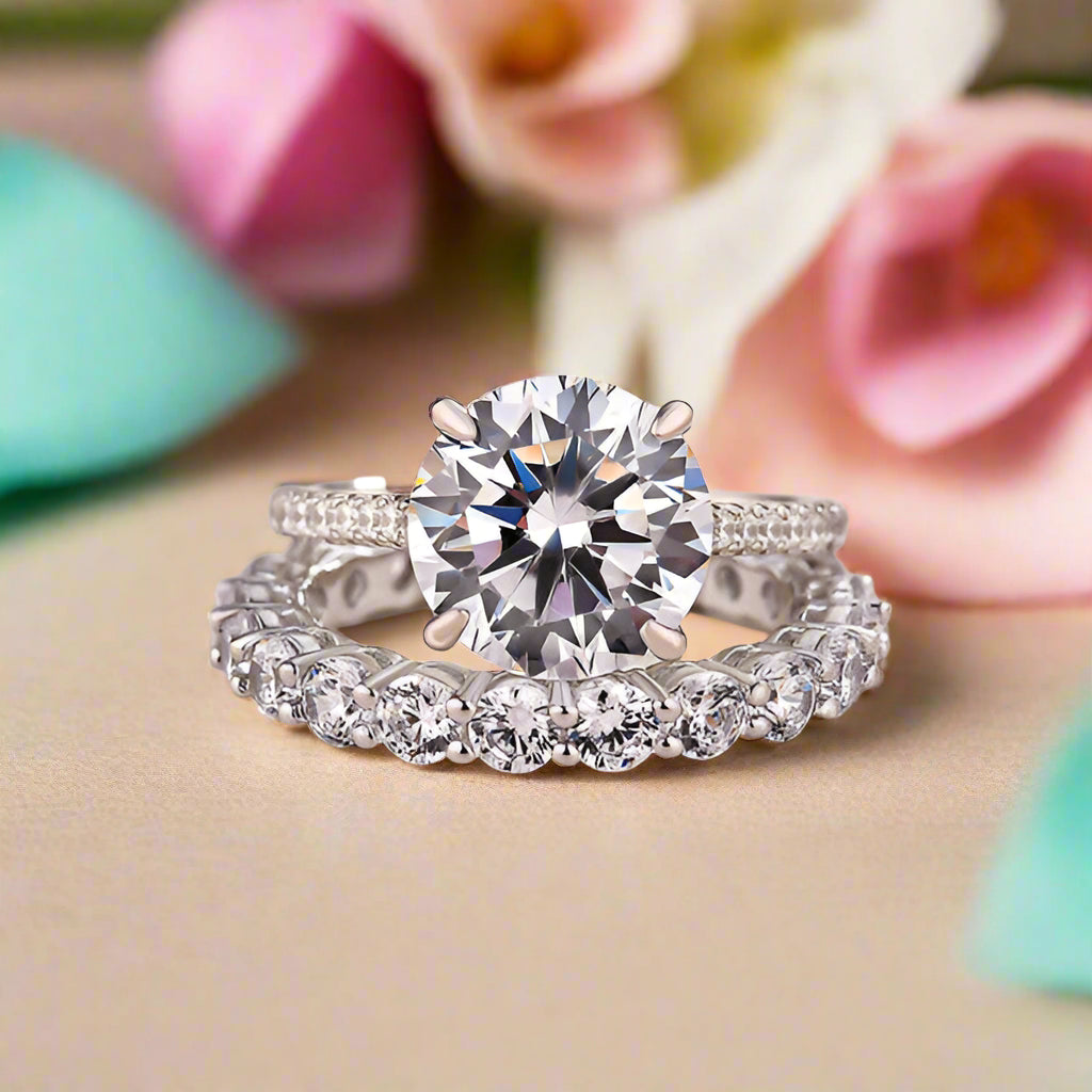 Round Cut 4.0ct Diamond Bridal Set-Evani Naomi Jewelry