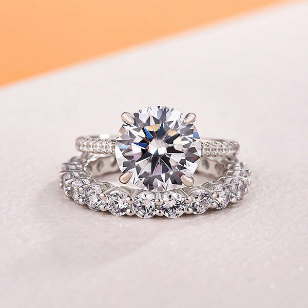 Round Cut 4.0ct Diamond Bridal Set-Evani Naomi Jewelry