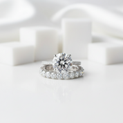 4.0ct Round Cut Diamond Birthstone Bridal Set-Evani Jewelry