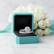 4.0ct Round Cut Diamond Birthstone Bridal Set-Evani Jewelry