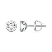 Round Cut Bezel Setting Diamond Stud Earrings-Evani Naomi Jewelry