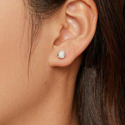 Round Cut Bezel Setting Diamond Stud Earrings-Evani Naomi Jewelry