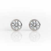 Round Cut Bezel Setting Diamond Option Stud Earrings