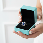 Round Cut Blue Sapphire Snowflake Design Engagement Ring