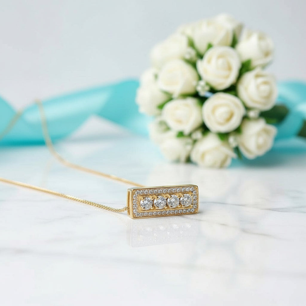 Round Cut Diamond Option Classic Pendant Necklace