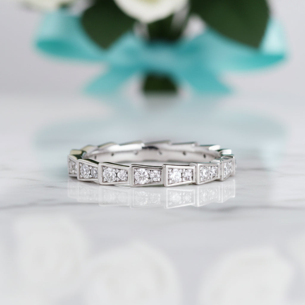 Round Cut Diamond Full Eternity Wedding Band-Evani Jewelry