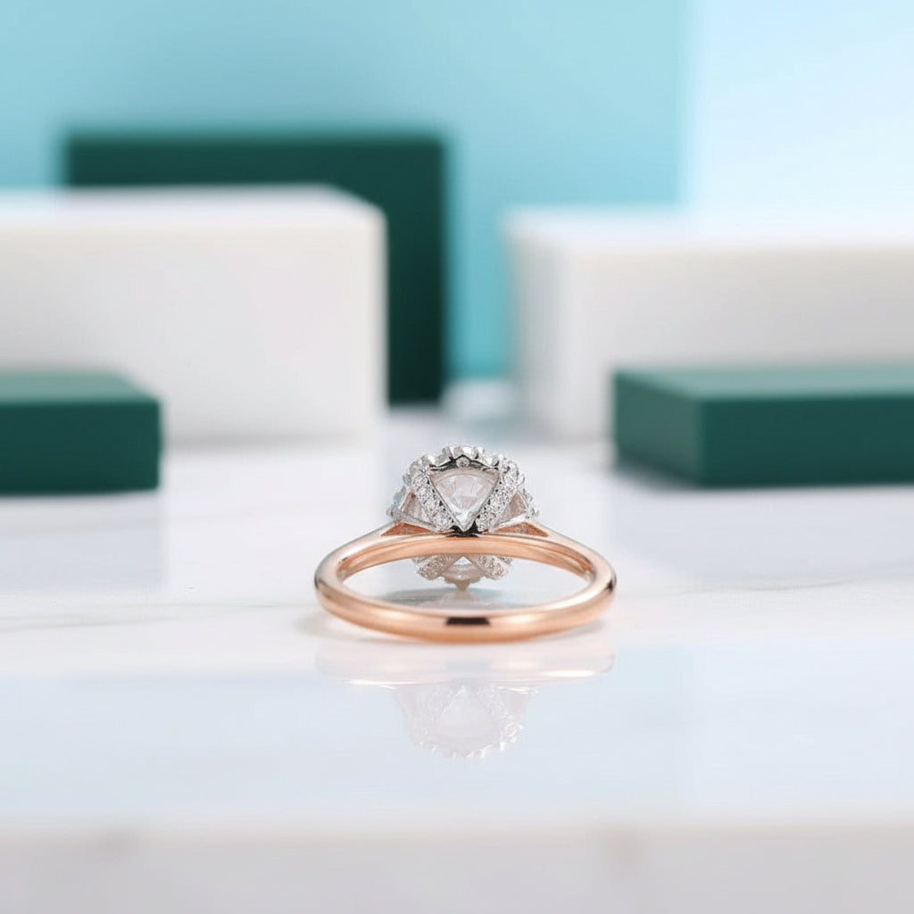 Round Cut Diamond Halo Engagement Ring-Evani Jewelry