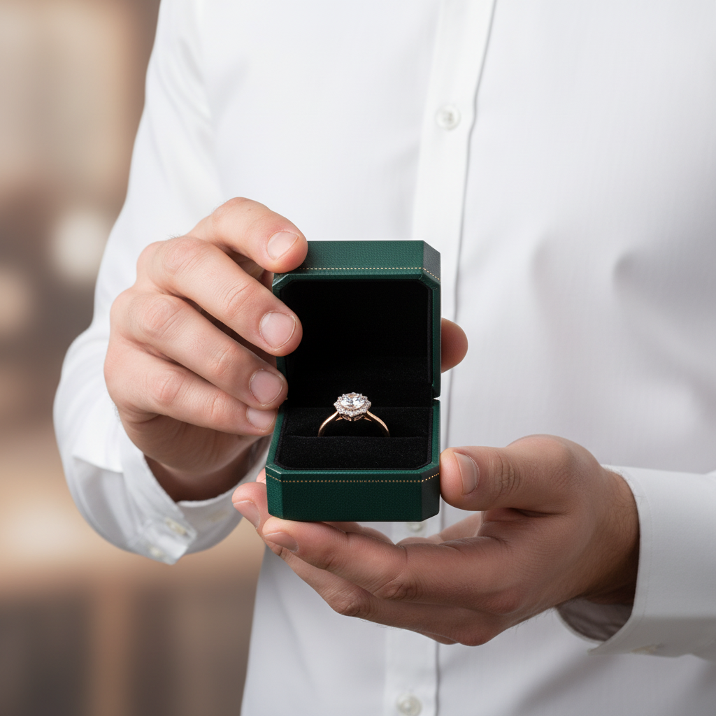 Round Cut Diamond OptionHalo Engagement Ring - Evani Naomi Jewelry