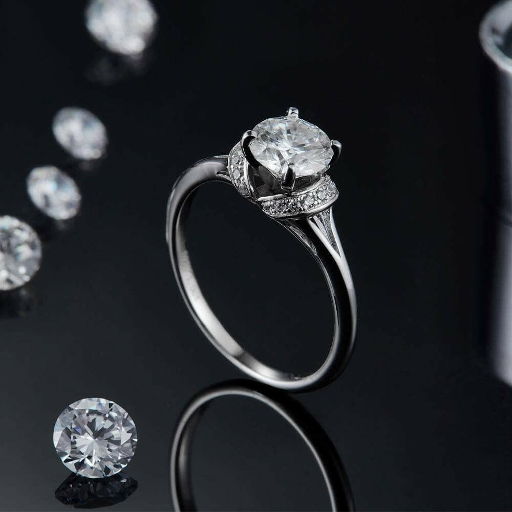 Round Cut Diamond Halo Wedding Ring-Evani Naomi Jewelry