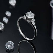 Round Cut Diamond Halo Wedding Ring-Evani Naomi Jewelry
