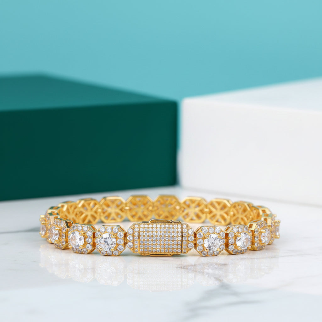 Round Cut Diamond Hip hop Bracelet-Evani Jewelry