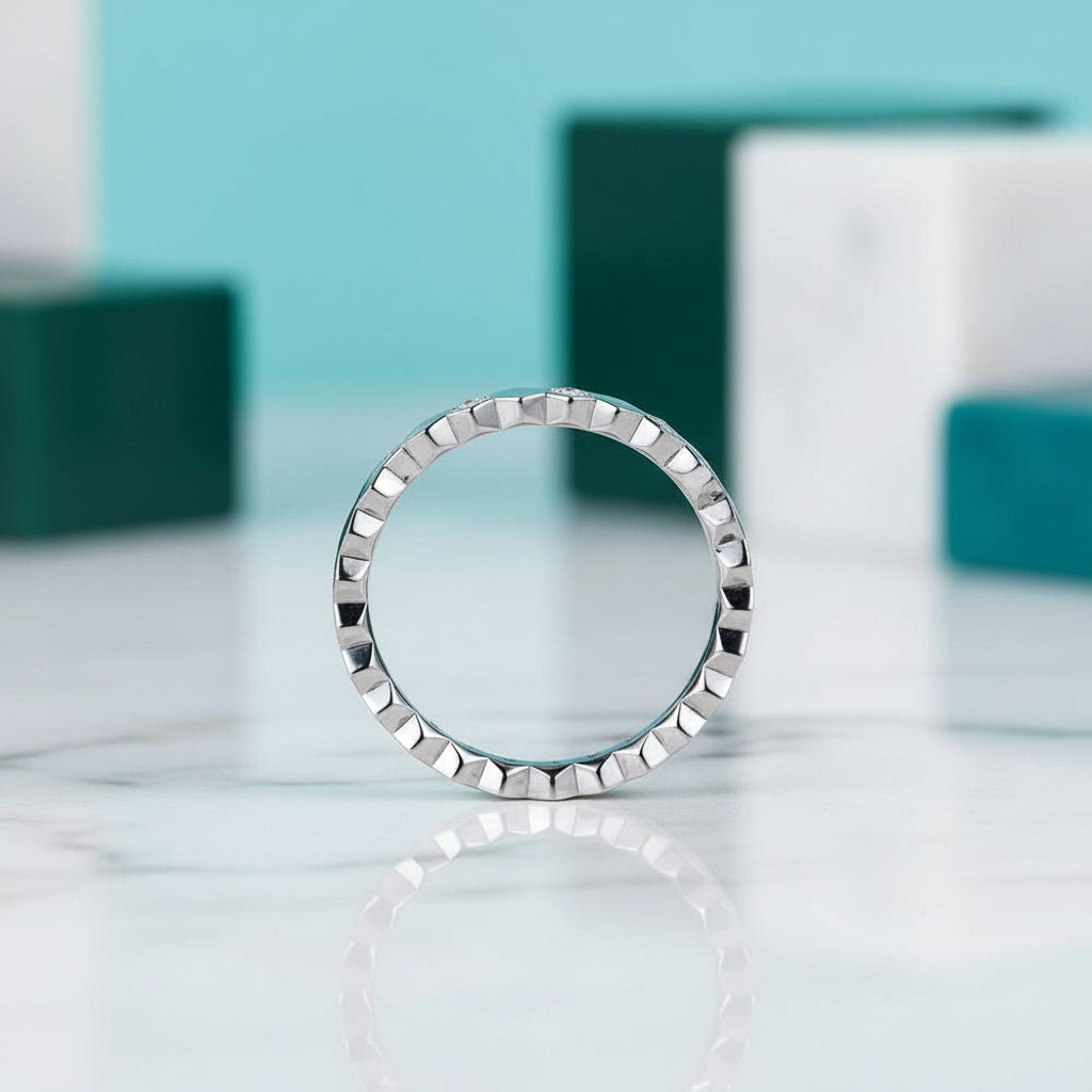 Round Cut Diamond Paved Wedding Band-Evani Jewelry