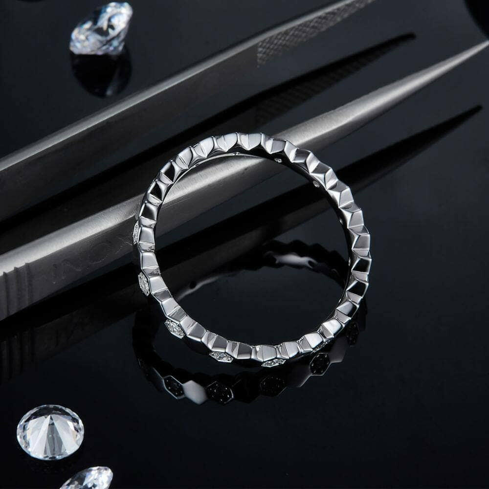 Round Cut Diamond Paved Wedding Band-Evani Naomi Jewelry