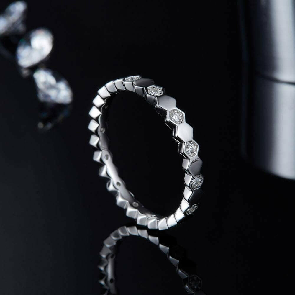 Round Cut Diamond Paved Wedding Band-Evani Naomi Jewelry