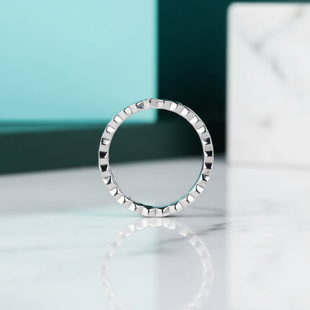 Round Cut Diamond Paved Wedding Band-Evani Jewelry
