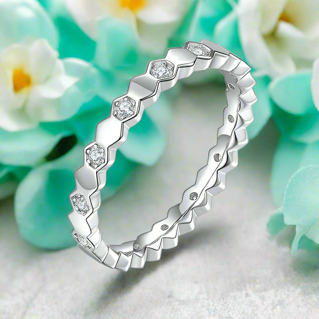 Round Cut Diamond Paved Wedding Band-Evani Naomi Jewelry