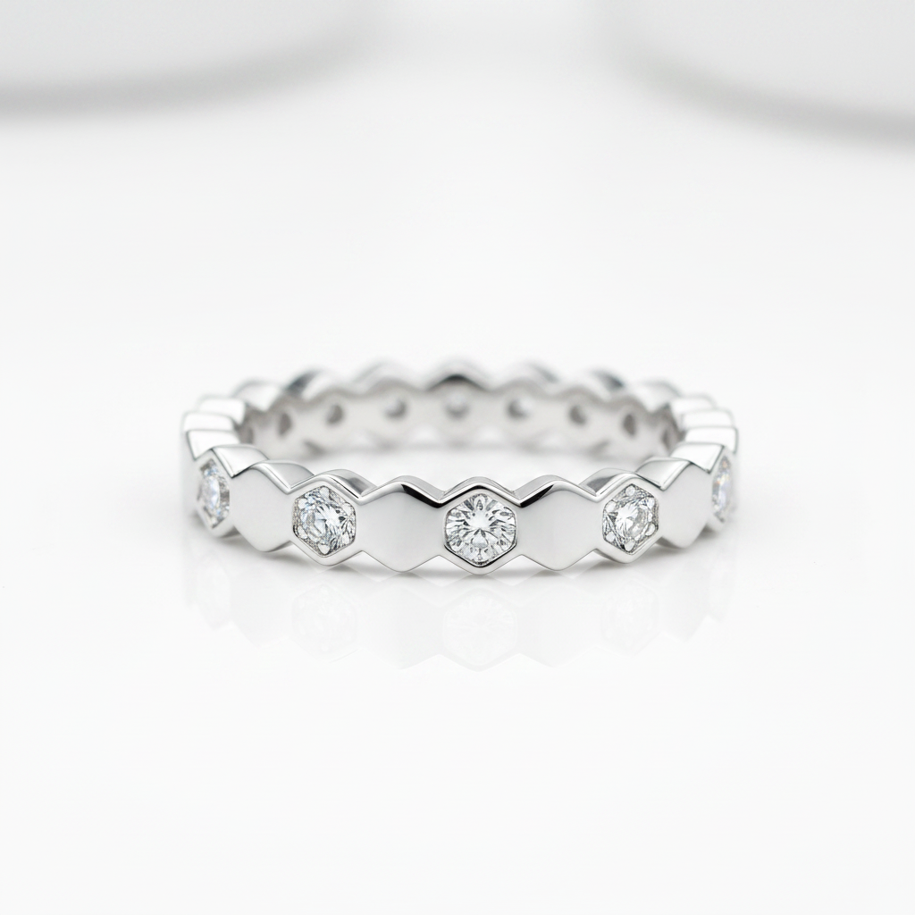 Round Cut Diamond Option Paved Wedding Band - Evani Naomi Jewelry