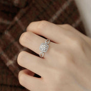 Round Cut Diamond Split Shank Engagement Ring-Evani Naomi Jewelry