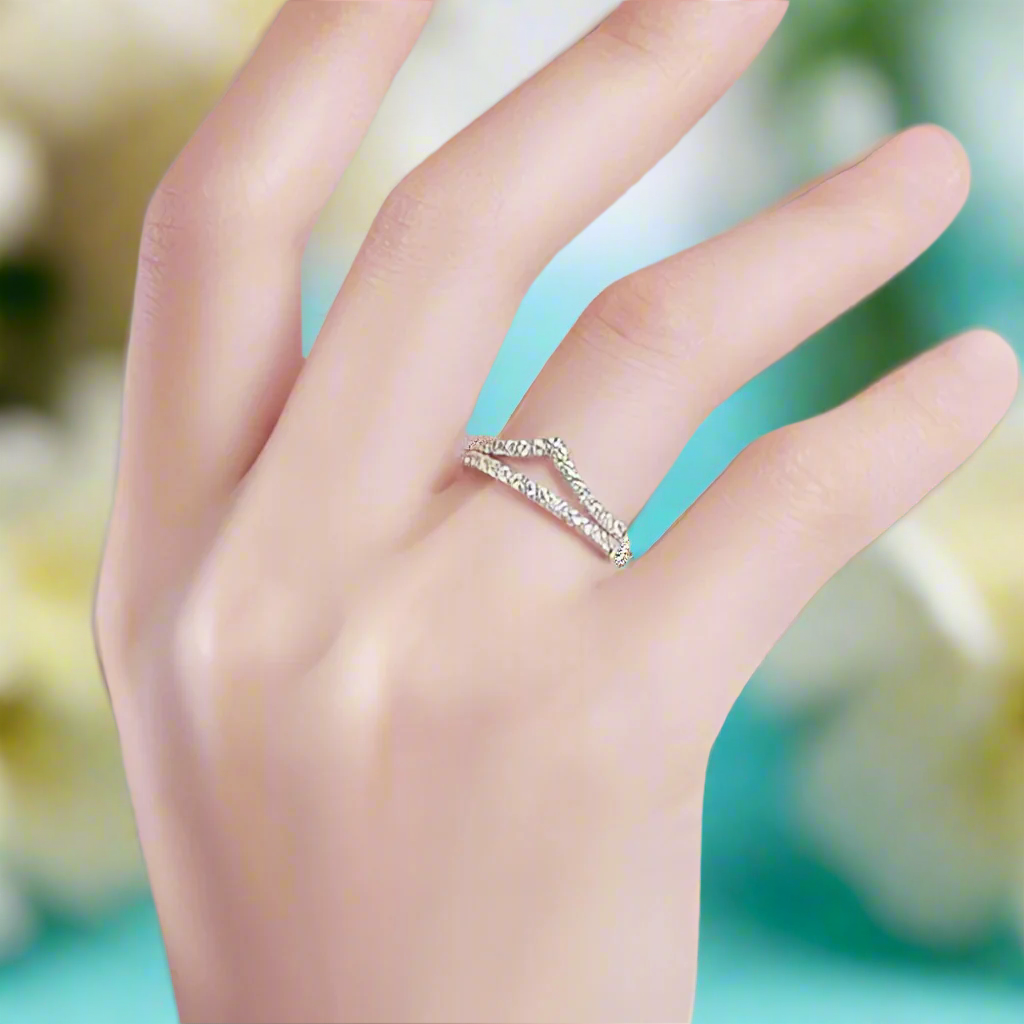 Round Cut Diamond Stackable Wedding Ring Set-Evani Naomi Jewelry