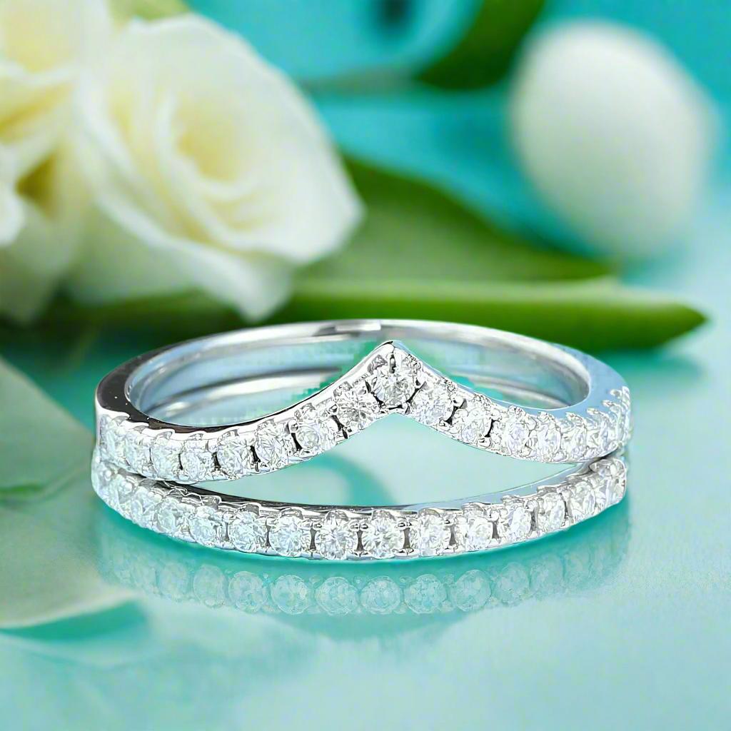 Round Cut Diamond Stackable Wedding Ring Set-Evani Naomi Jewelry