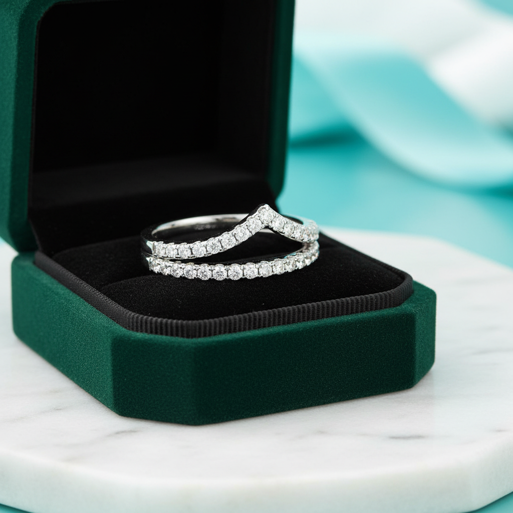 Round Cut Diamond Option Stackable Wedding Ring Set - Evani Naomi Jewelry