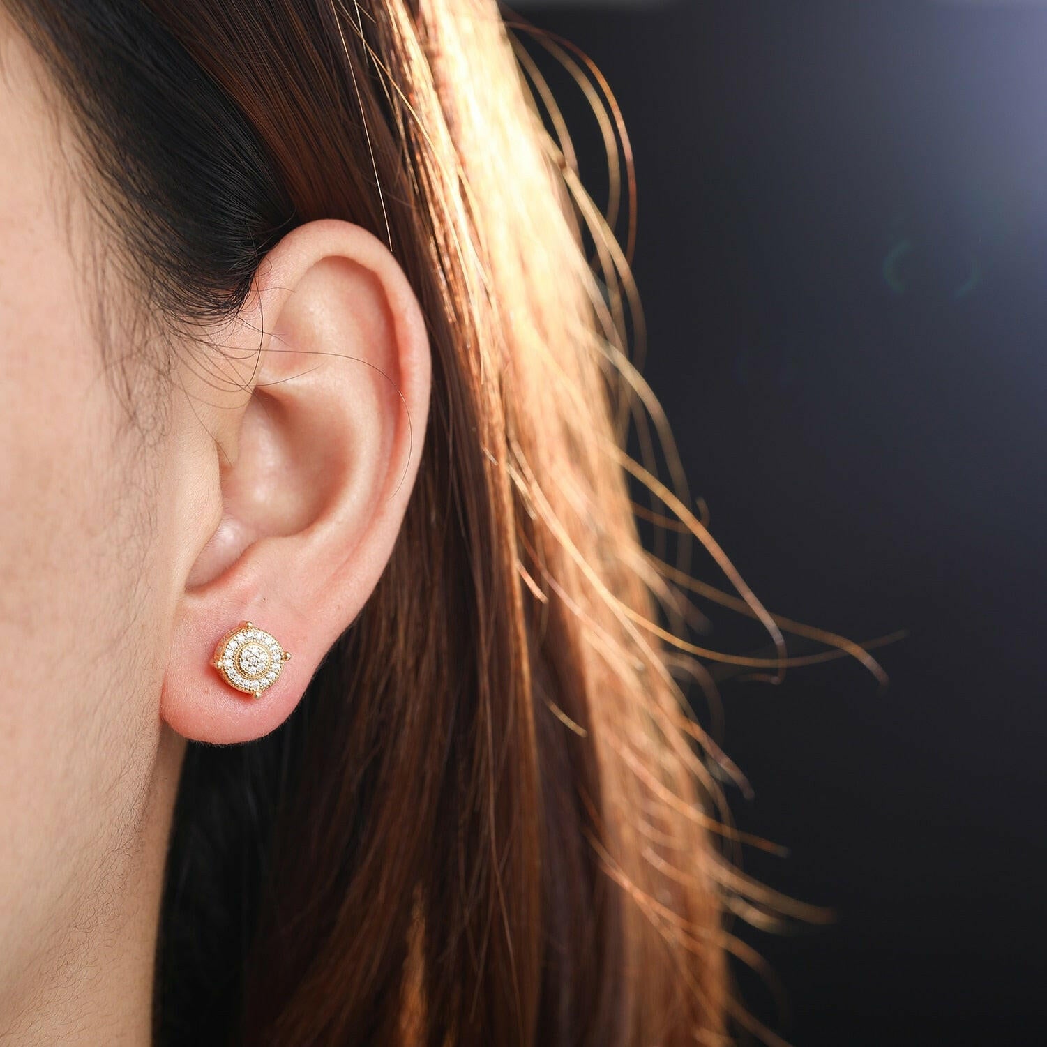 Round Cut Diamond Stud Earrings-Evani Naomi Jewelry