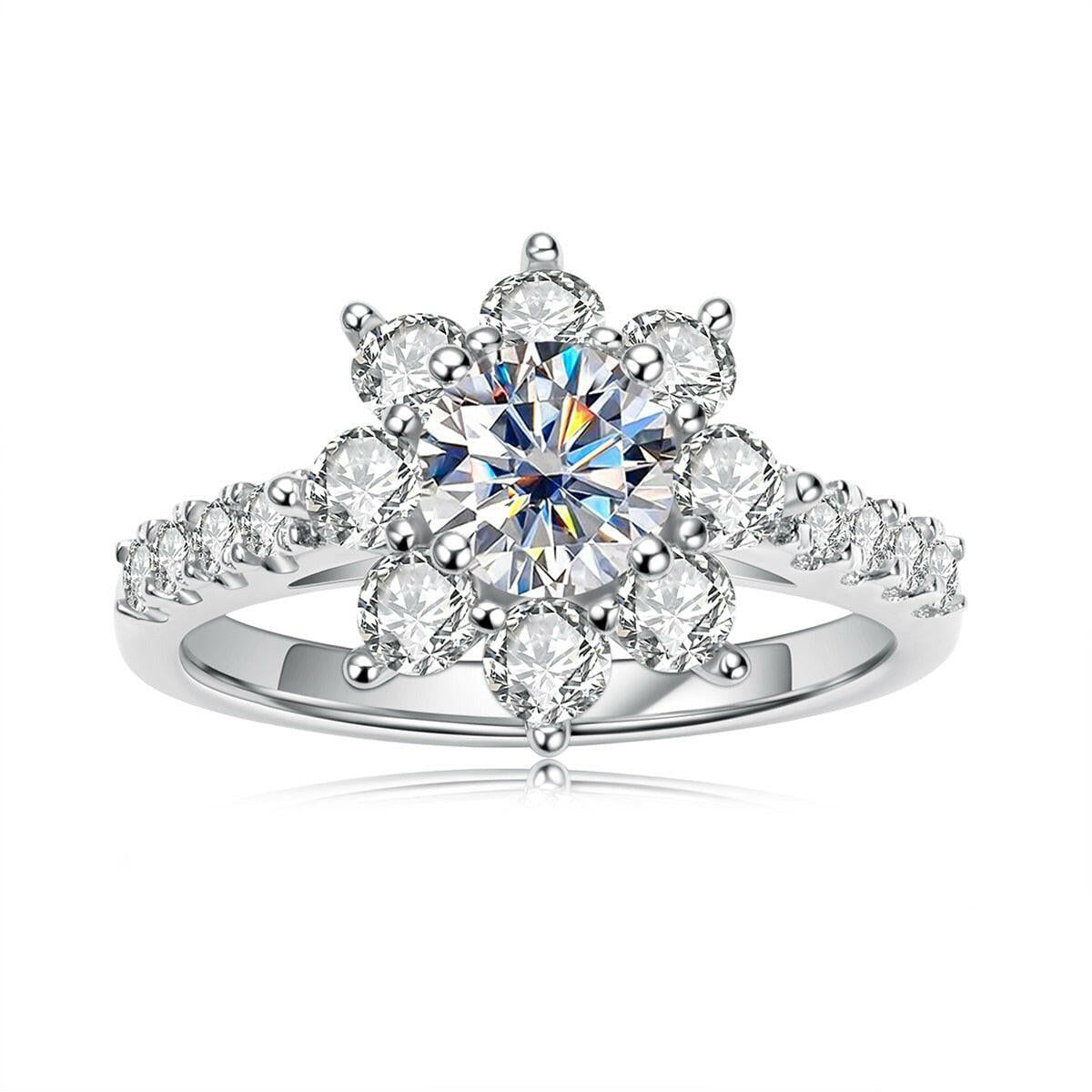 Round Cut Diamond Sunflower Engagement Ring-Evani Jewelry