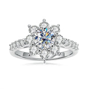 Round Cut Diamond Sunflower Engagement Ring-Evani Naomi Jewelry