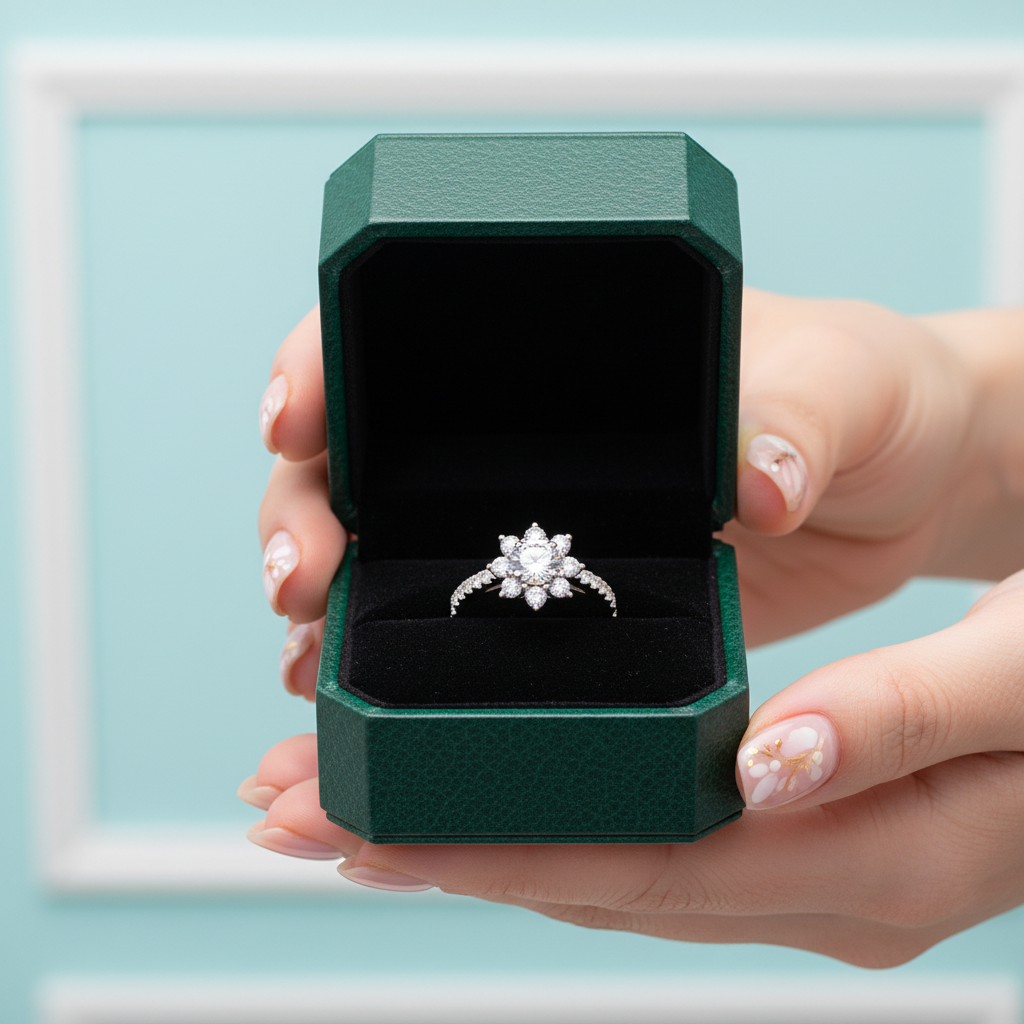 Round Cut Diamond Option Sunflower Engagement Ring