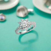 Round Cut Diamond Sunflower Engagement Ring-Evani Naomi Jewelry