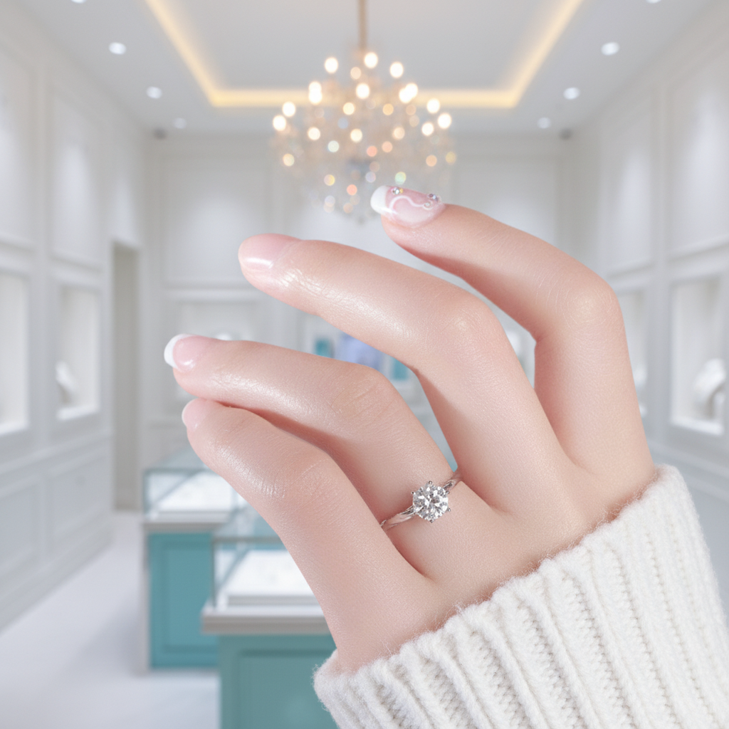 Round Cut Diamond Twist Band Solitaire Engagement Ring-Evani Jewelry