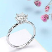 Round Cut Diamond Twist Band Solitaire Engagement Ring-Evani Naomi Jewelry