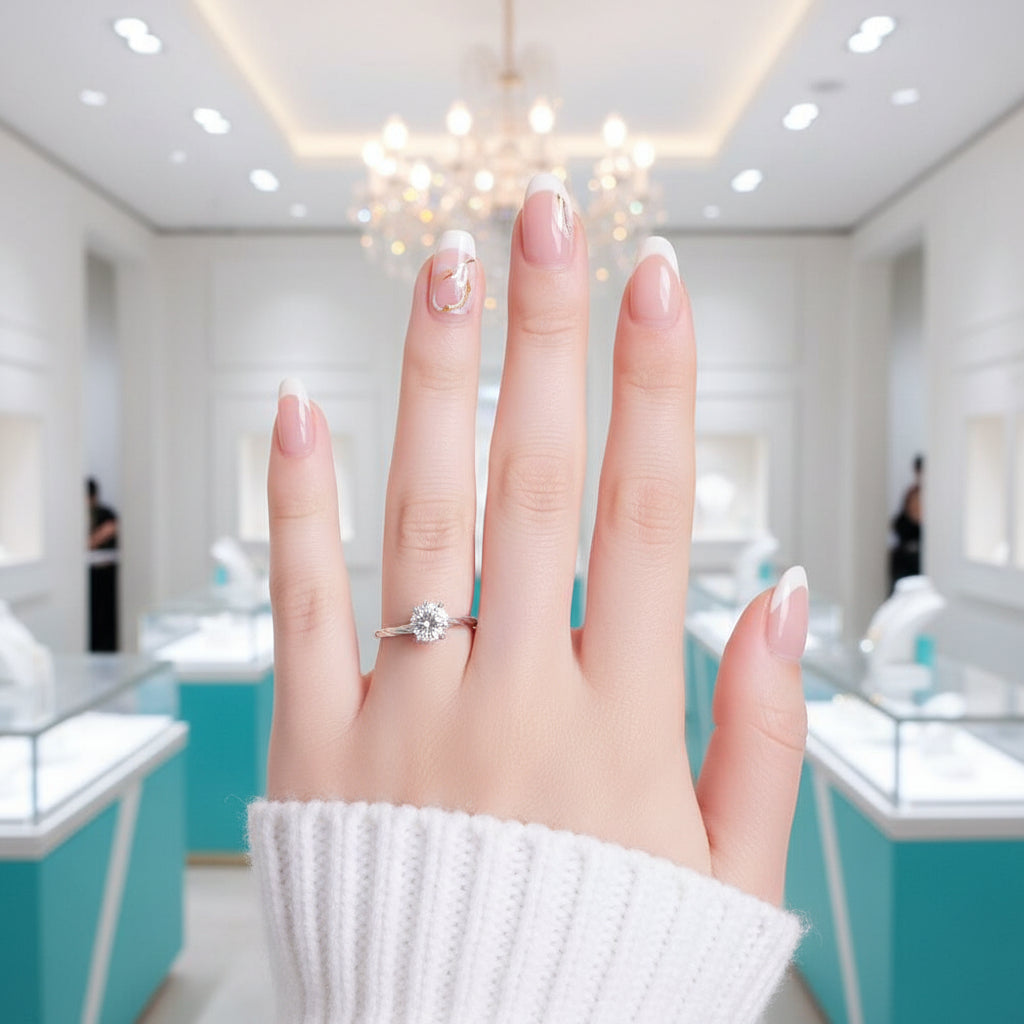 Round Cut Diamond Twist Band Solitaire Engagement Ring-Evani Jewelry