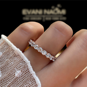Round Cut Full Eternity Rose Gold Stackable Wedding Band-Evani Naomi Jewelry