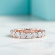 Round Cut Moonstone Full Eternity Rose Gold Stackable Wedding Band