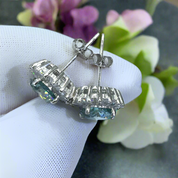 Round Cut Green Diamond Snowflake Stud Earrings-Evani Naomi Jewelry